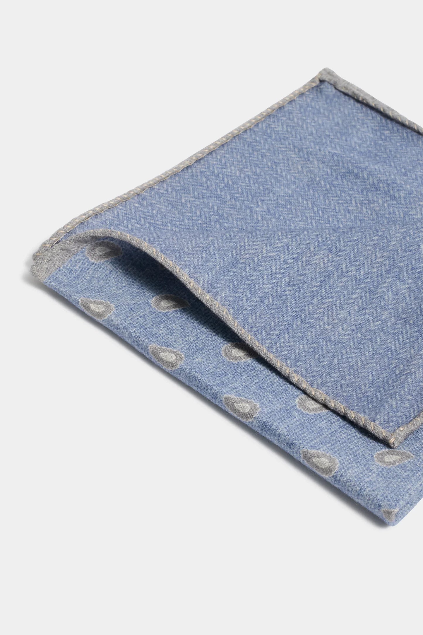 Avio blue paisley pocket square - Made in Italy