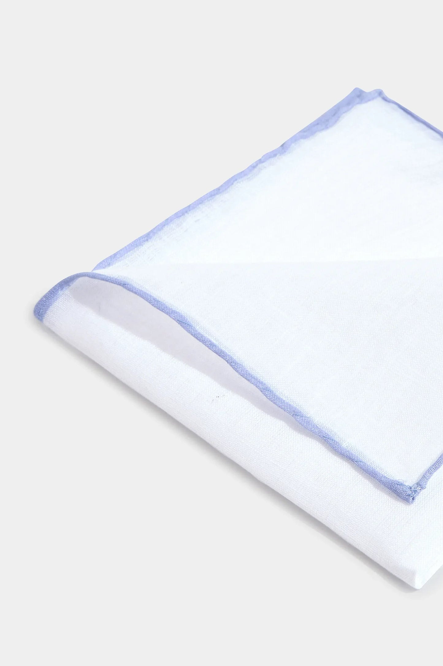 White/Light blue linen pocket square - Made in Italy