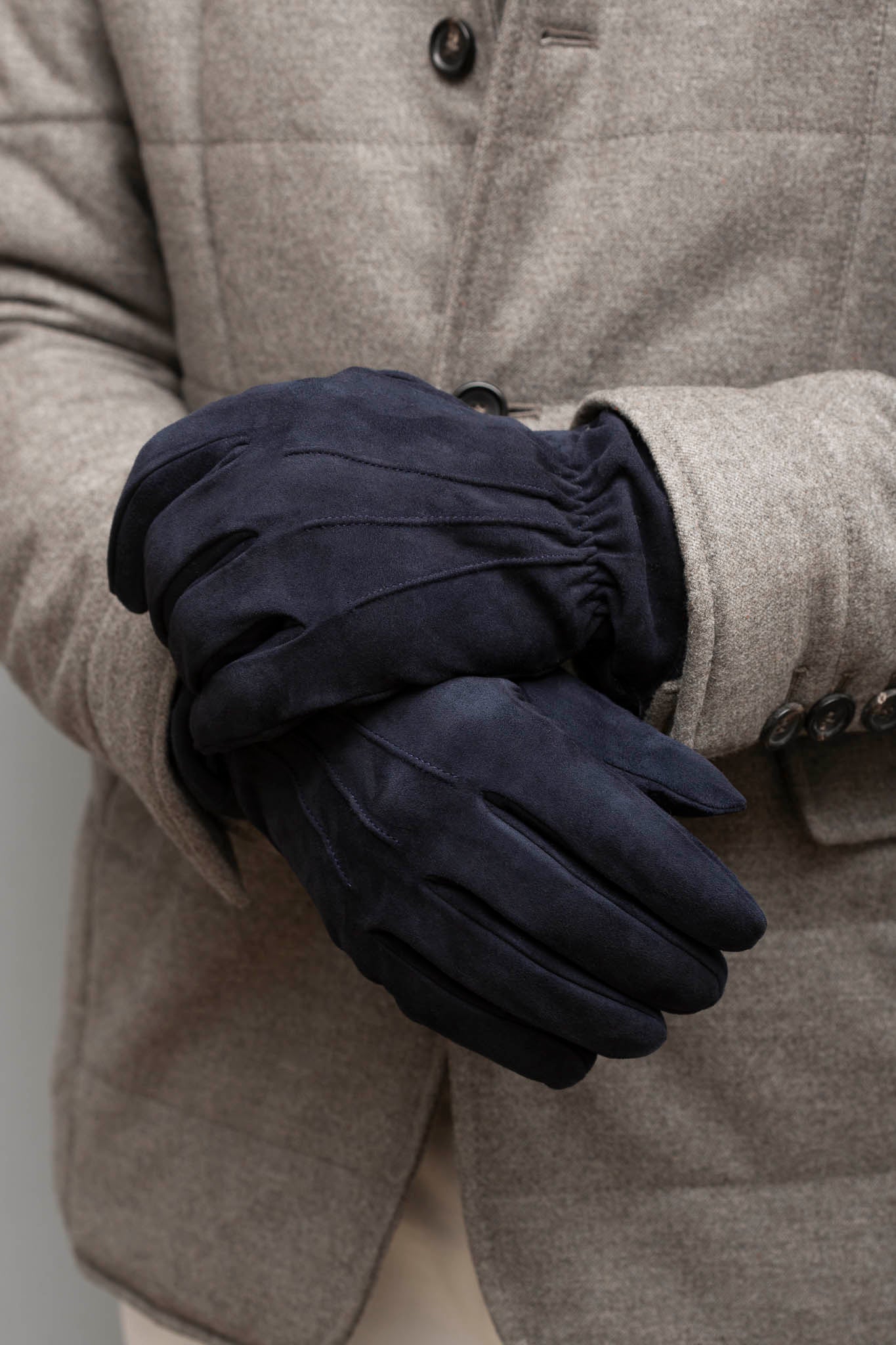 Blue suede gloves - Made in Italy
