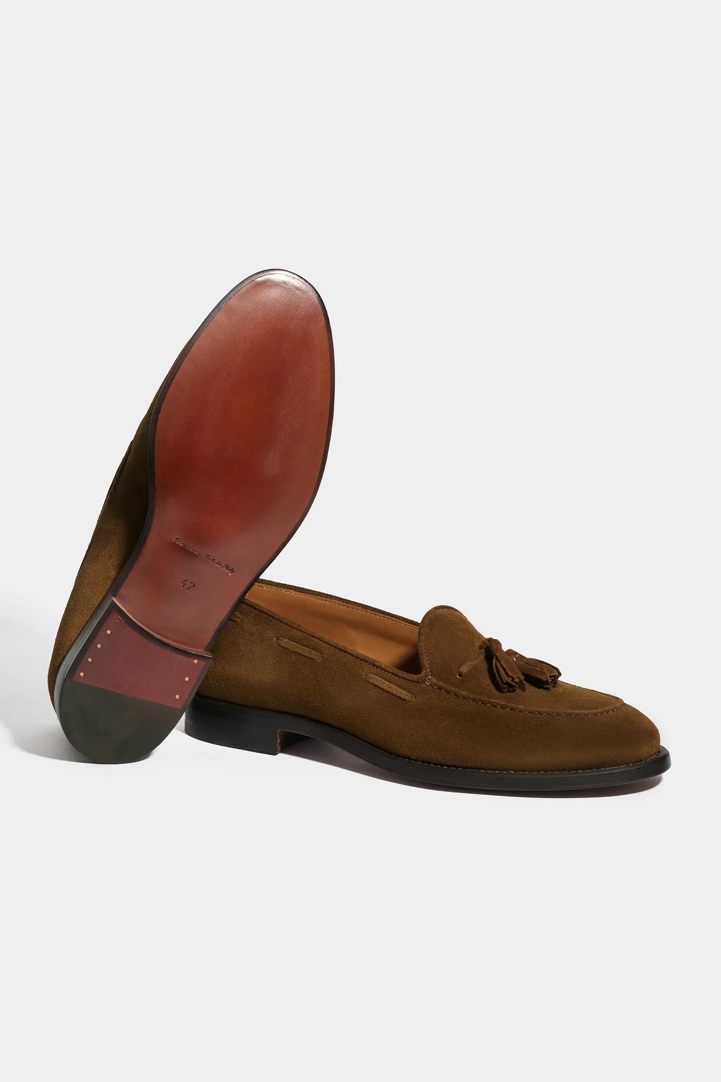 Cognac suede tassel loafers - Made In Italy