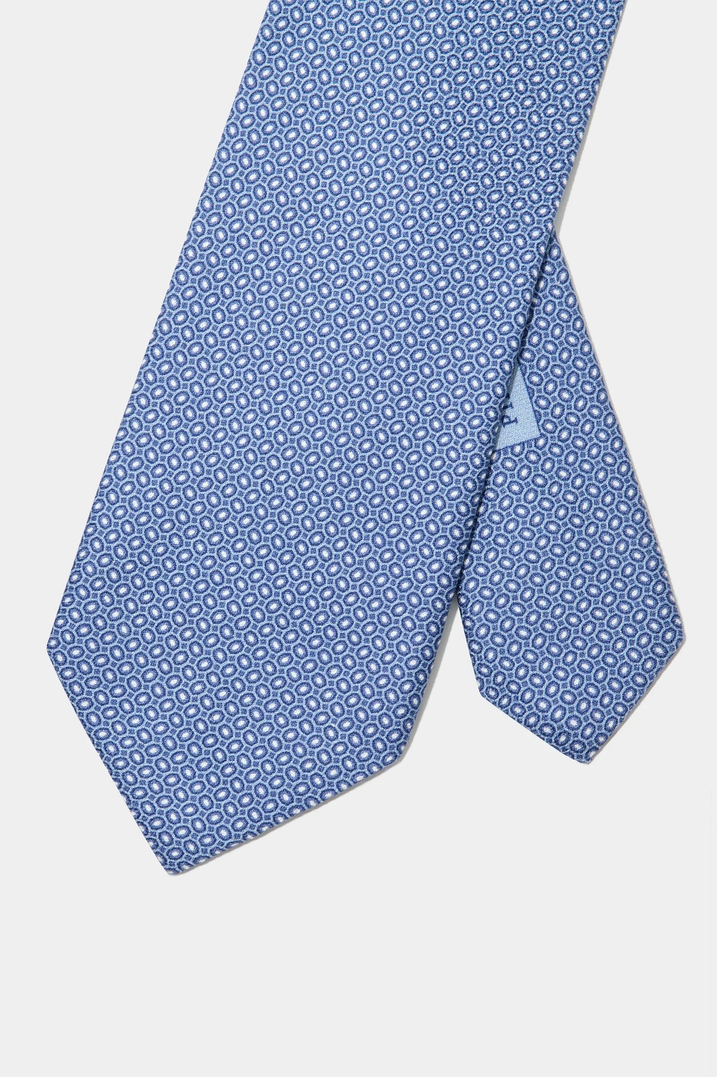 Avio blue micro fancy silk tie - Made in Italy