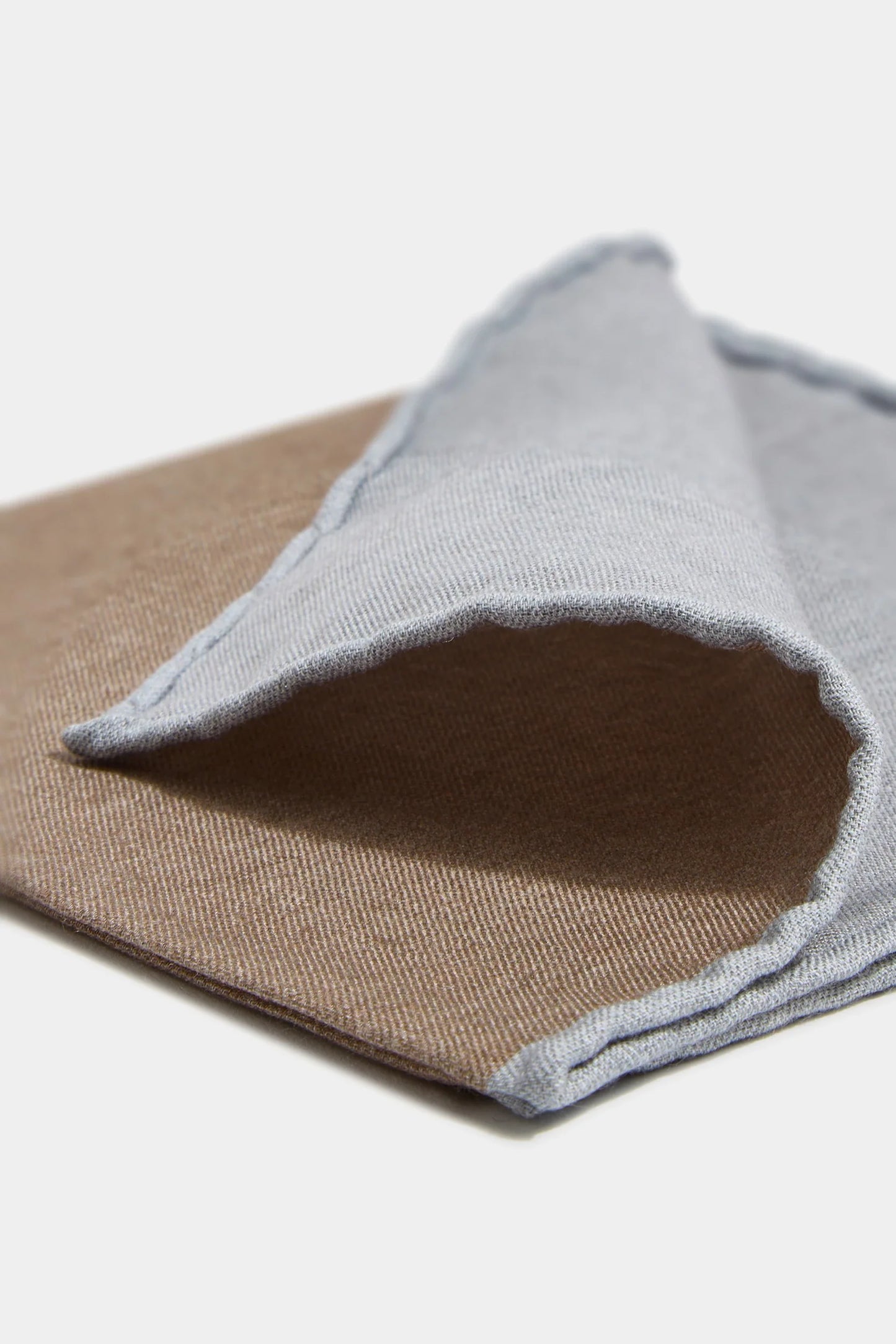 Taupe reversible pocket square - Made in Italy