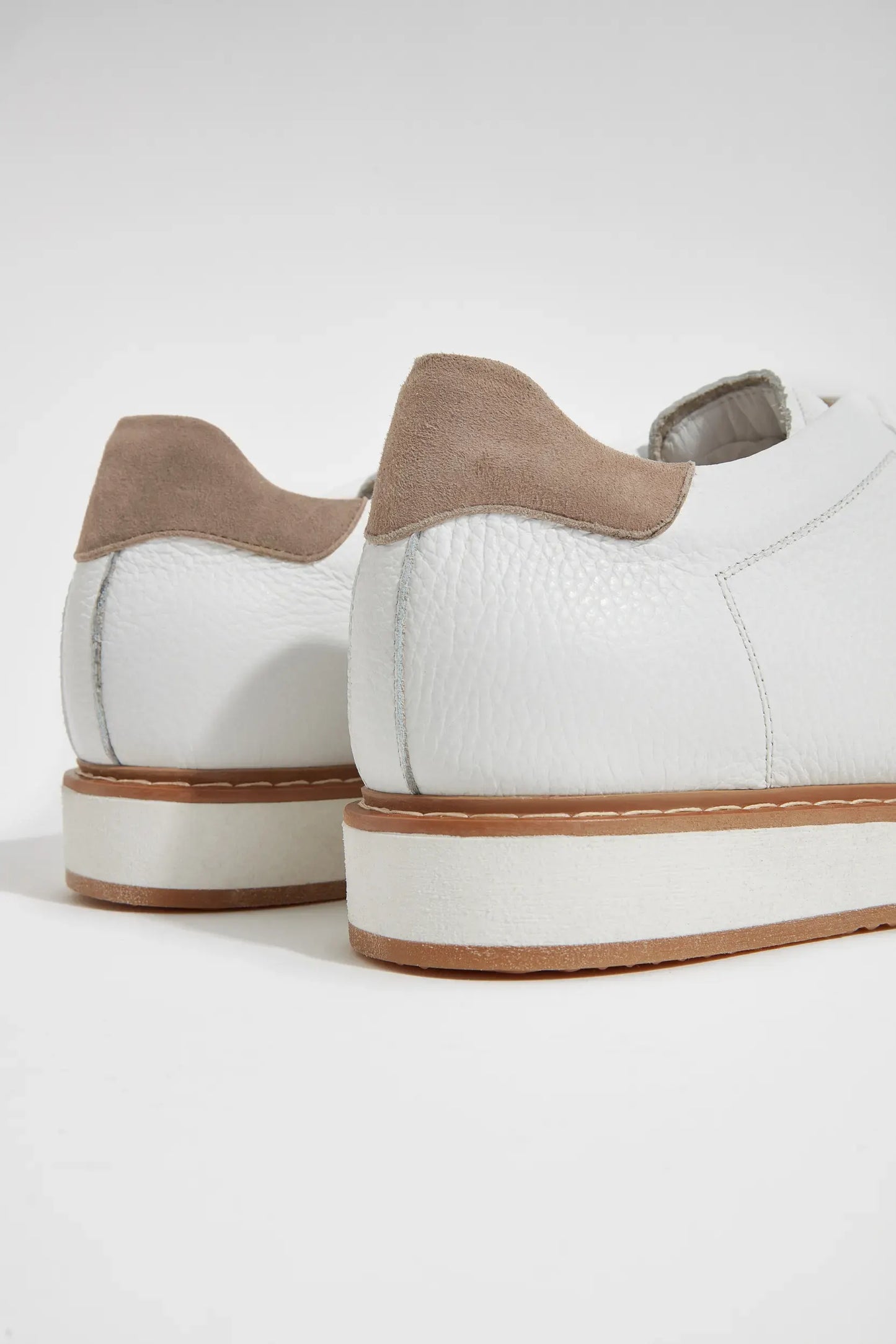 White grained sneakers - Made in Italy