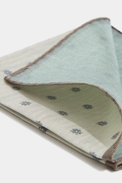 Cream flower reversible pocket square - Made in Italy