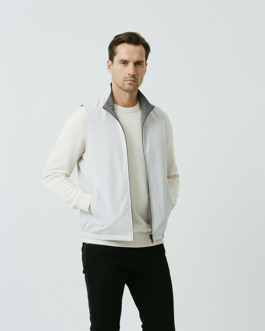 Reversible Vest Man Jacket Vest with Zipper