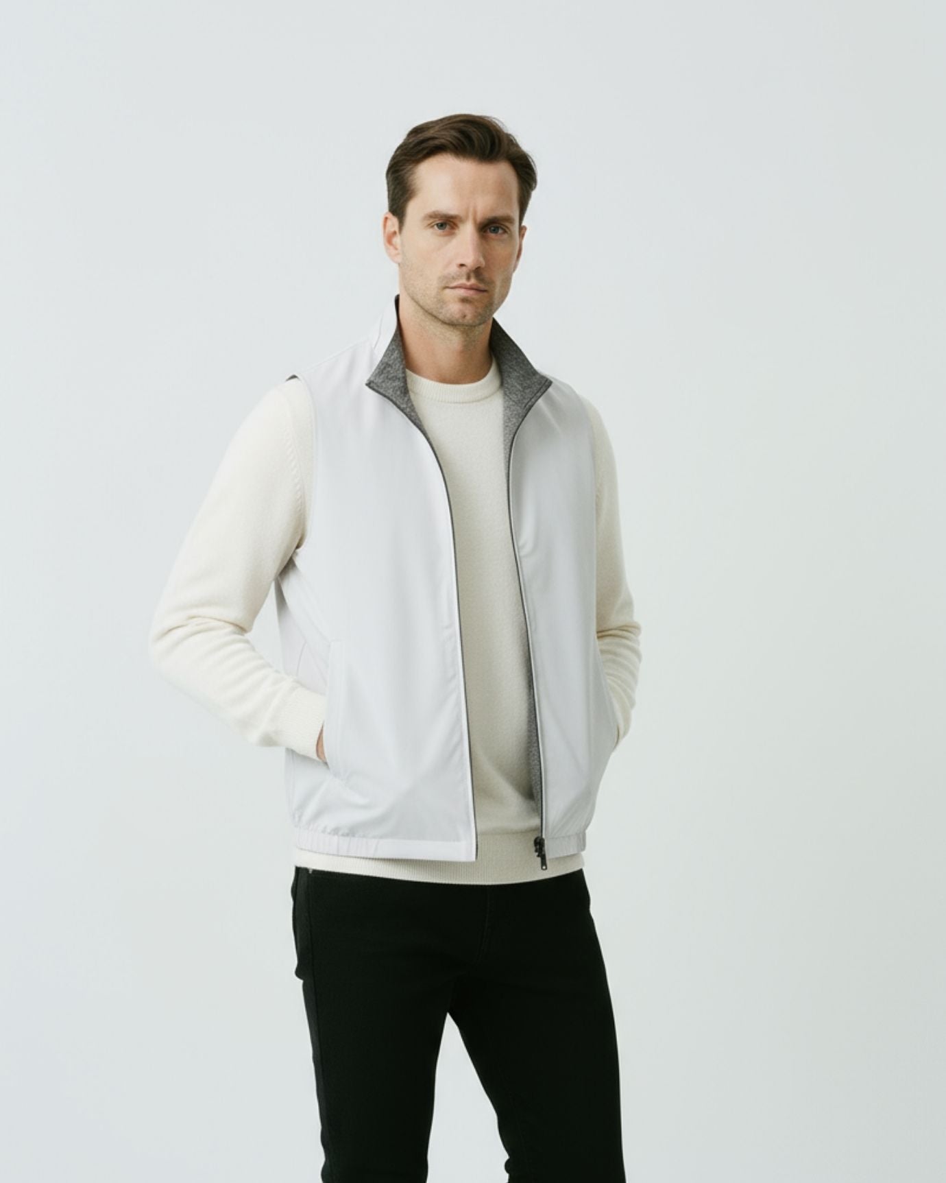 Reversible Vest Man Jacket Vest with Zipper