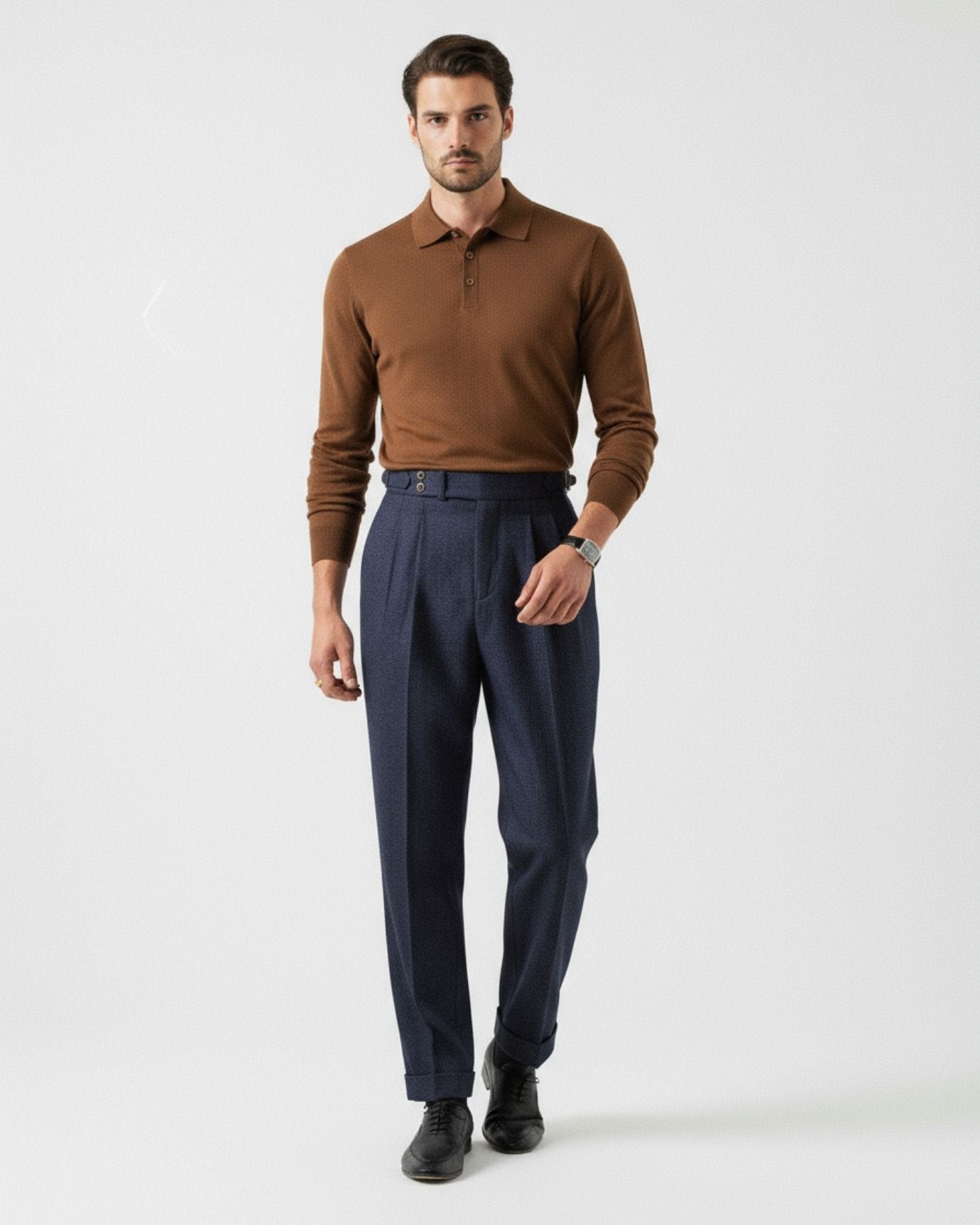 Fine Wool Thin Polo Long Sleeve