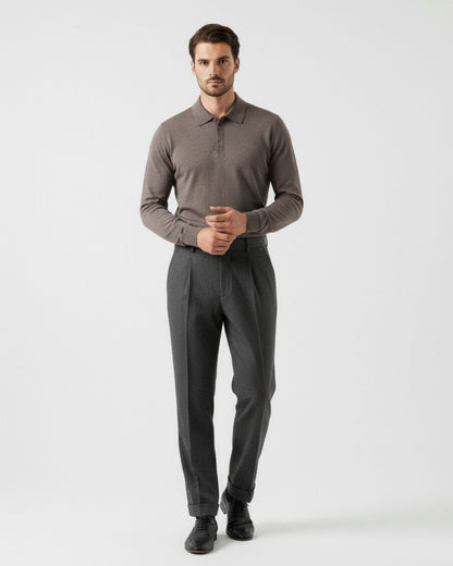 Fine Wool Thin Polo Long Sleeve