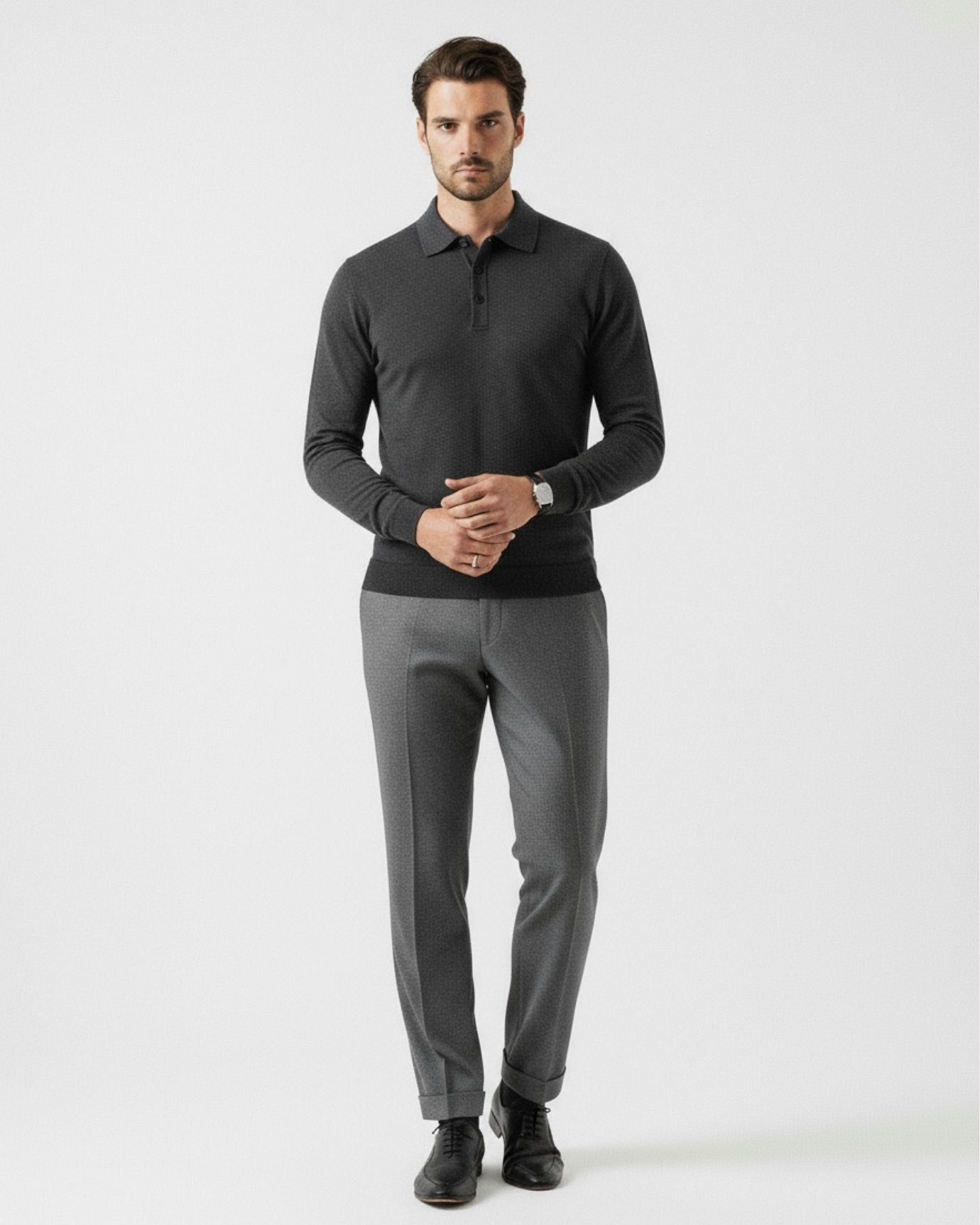 Fine Wool Thin Polo Long Sleeve
