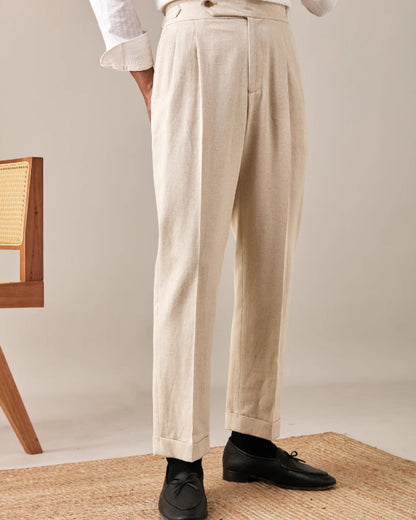 Business Trousers Cotton & Linen Blend