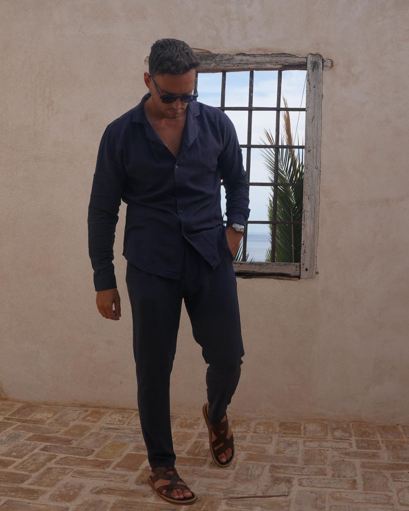 Old Money Dolce Vita Shirt - Navy Blue