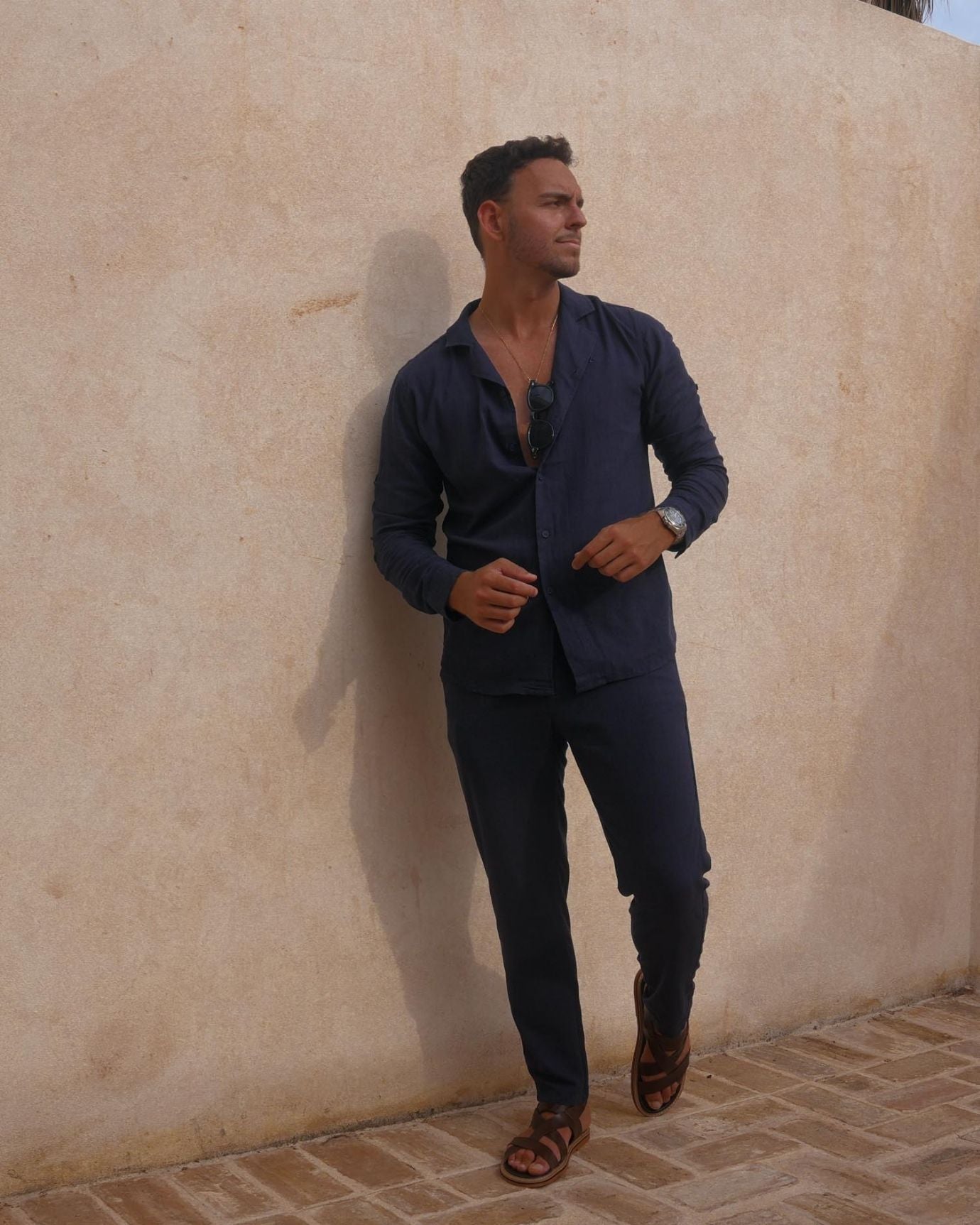 Old Money Dolce Vita Shirt - Navy Blue