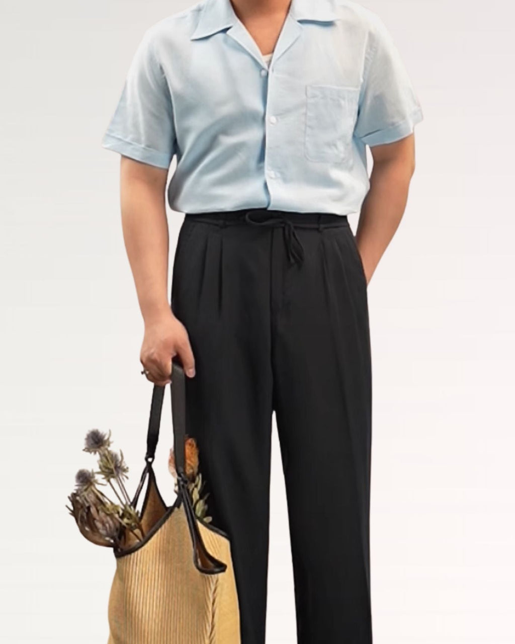 Summer linen Cuban collar short-sleeved shirt