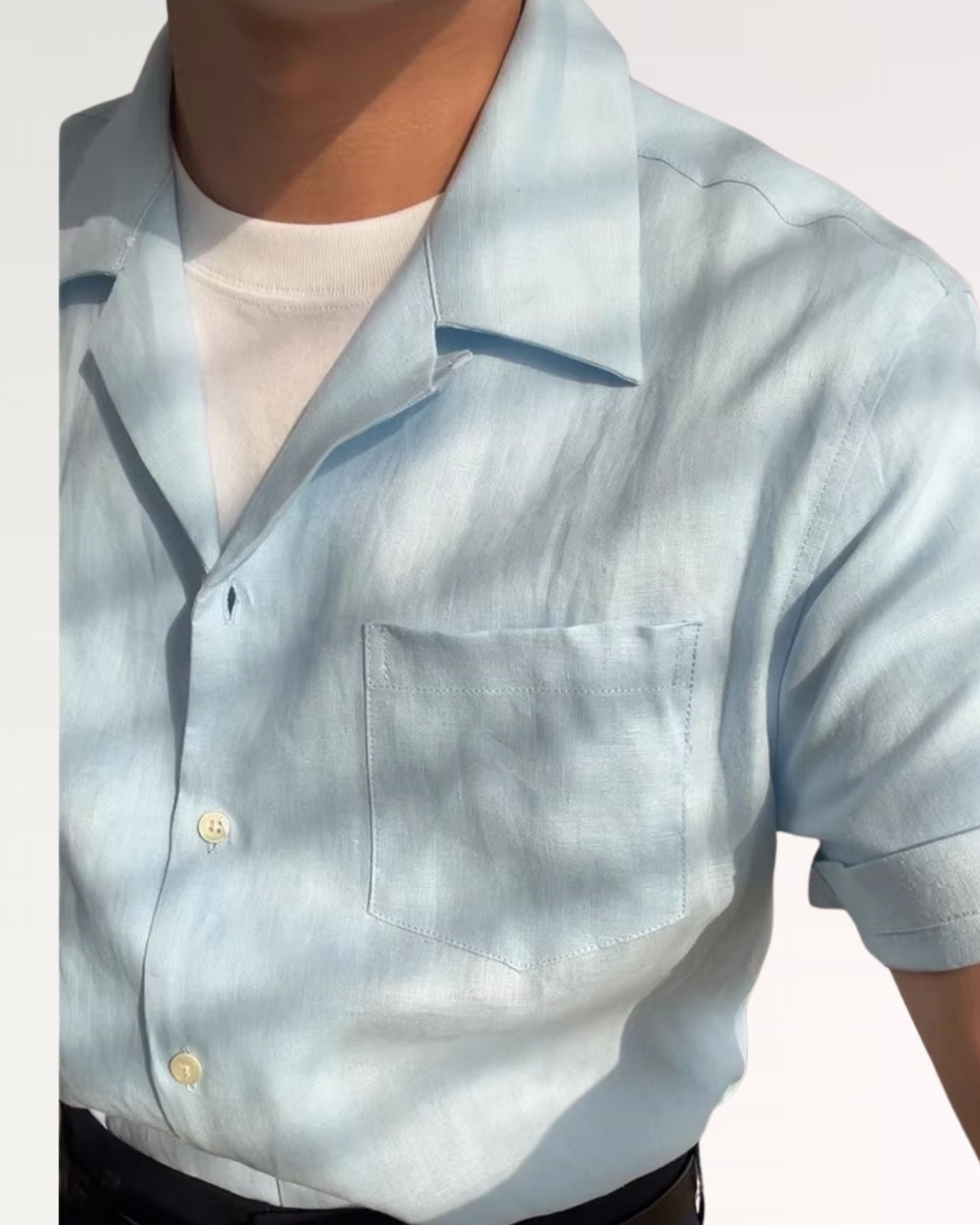 Summer linen Cuban collar short-sleeved shirt