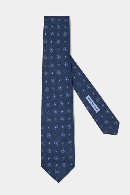 Blue fancy silk tie - Made In Italy