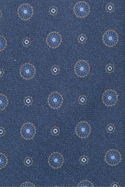 Blue fancy silk tie - Made In Italy