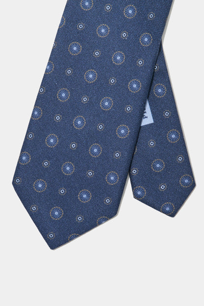 Blue fancy silk tie - Made In Italy