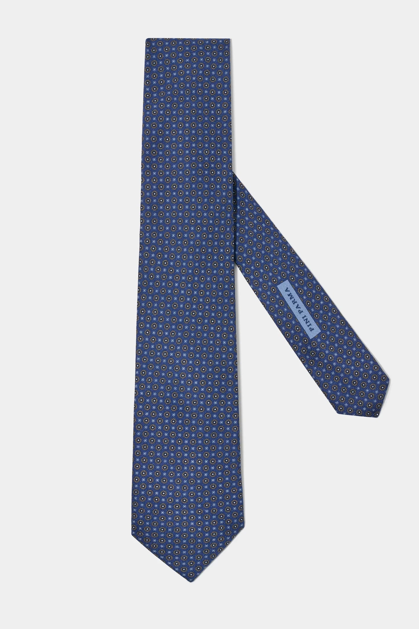 Blue micro fancy silk tie - Made in Italy