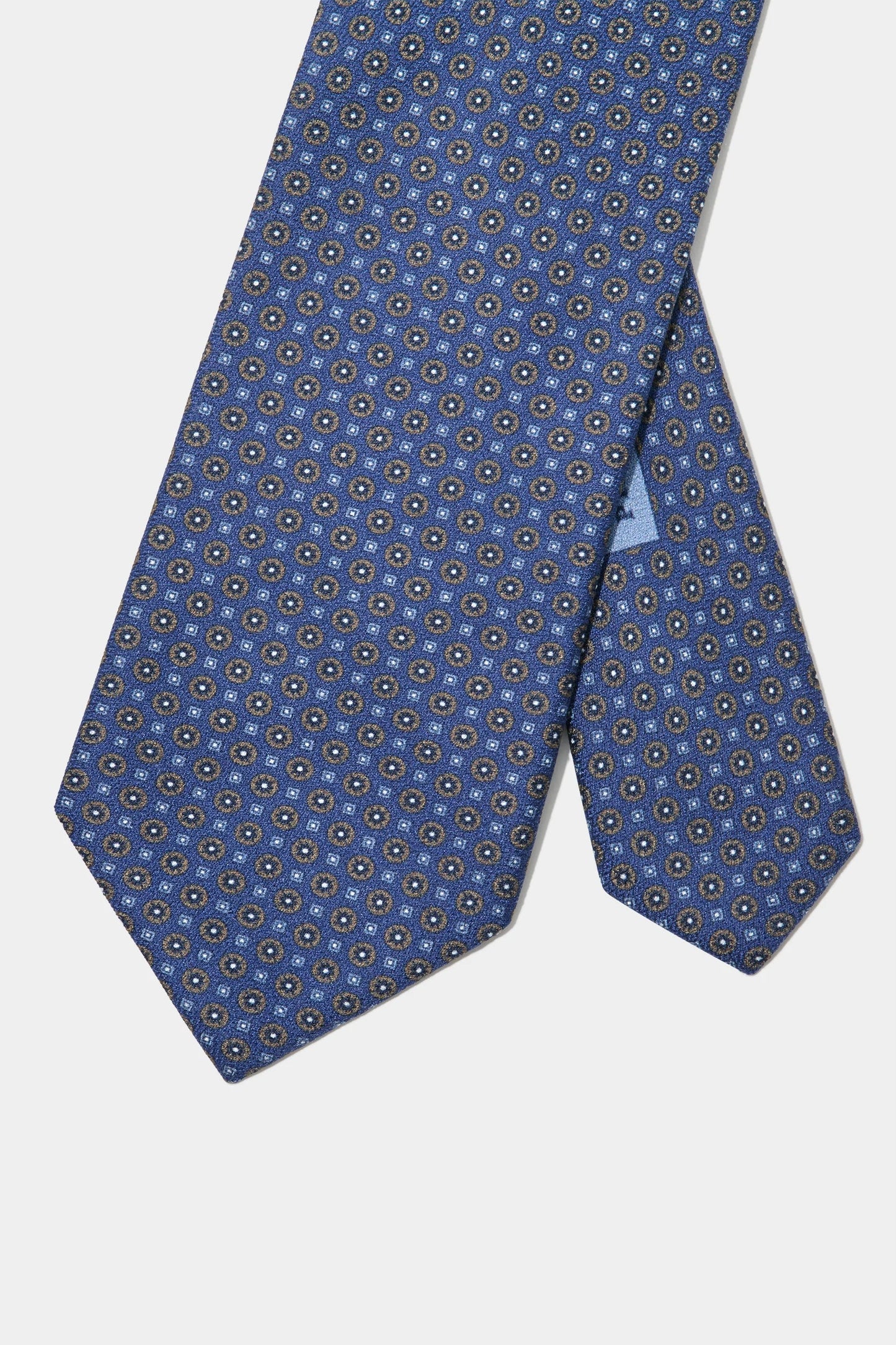 Blue micro fancy silk tie - Made in Italy