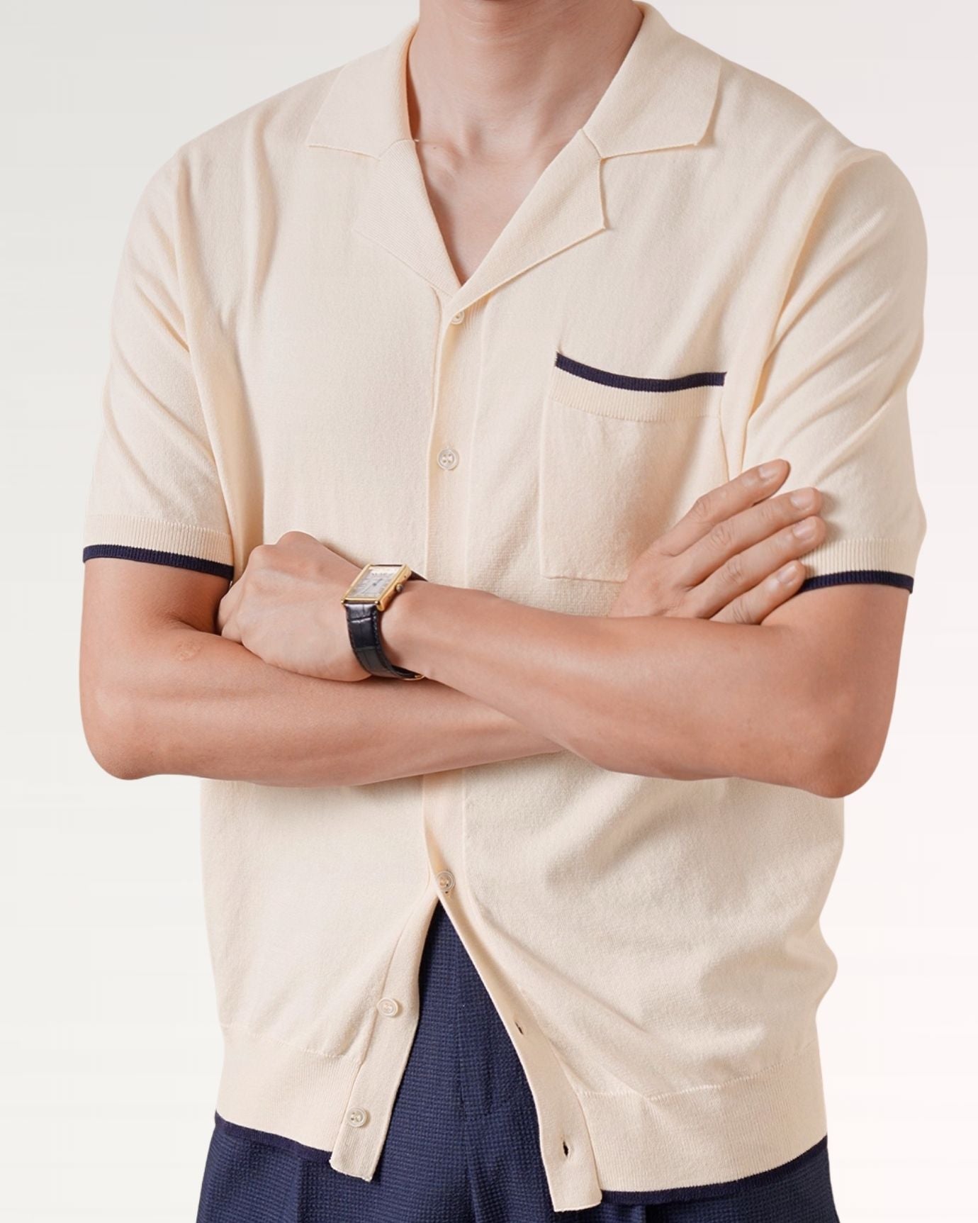 Cuban Collar Shirt Light Cotton Breathable