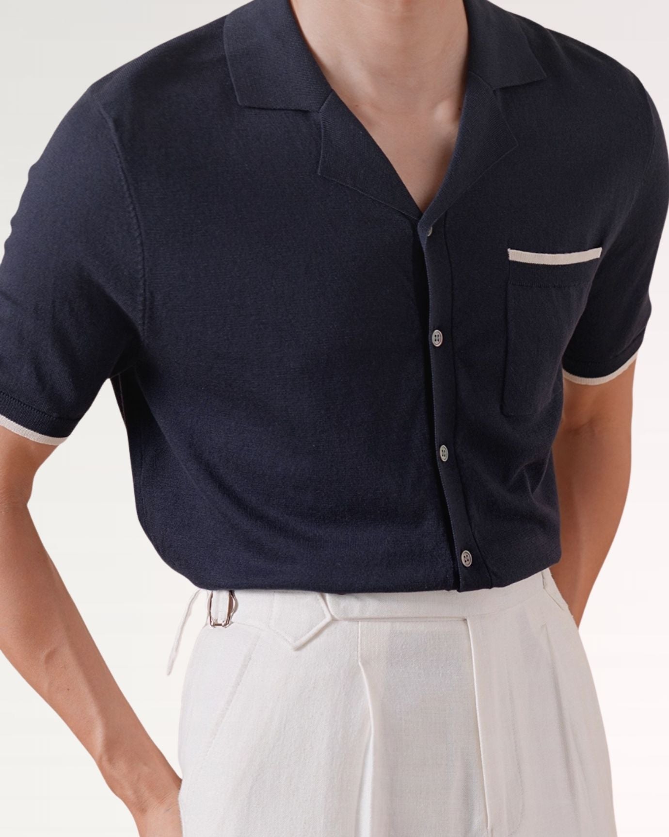 Cuban Collar Shirt Light Cotton Breathable