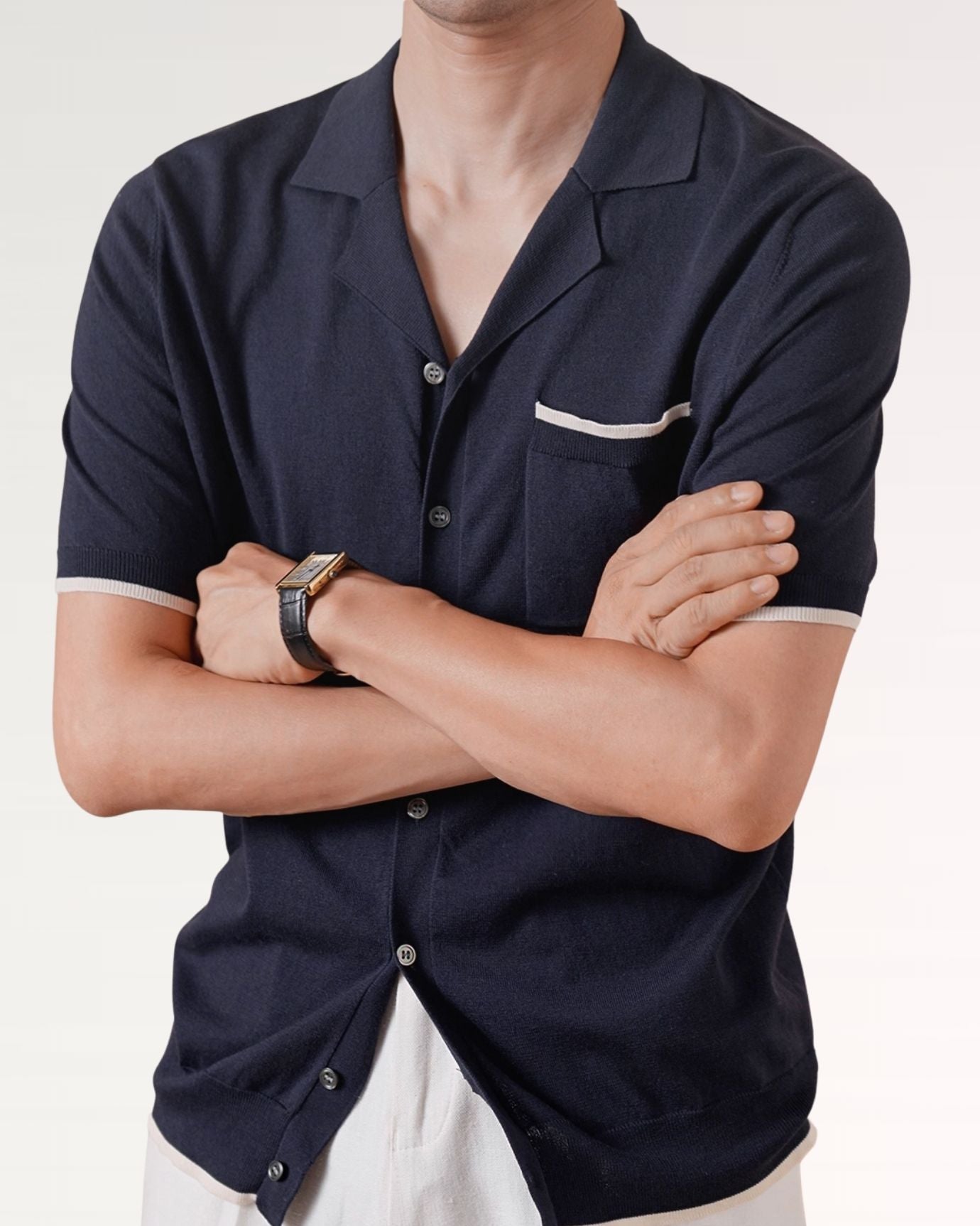 Cuban Collar Shirt Light Cotton Breathable