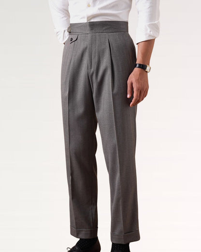 Business Grey Trousers Herringbone