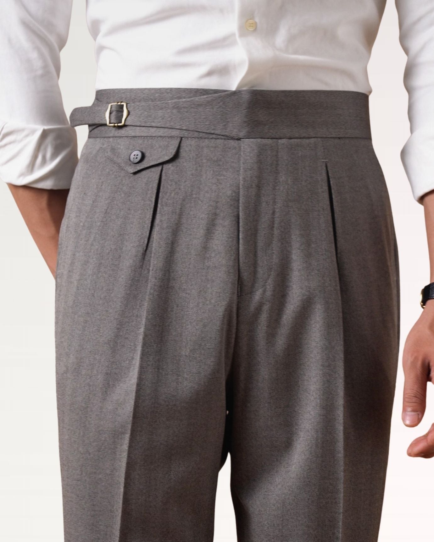 Business Grey Trousers Herringbone
