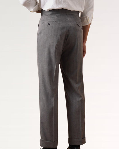 Business Grey Trousers Herringbone