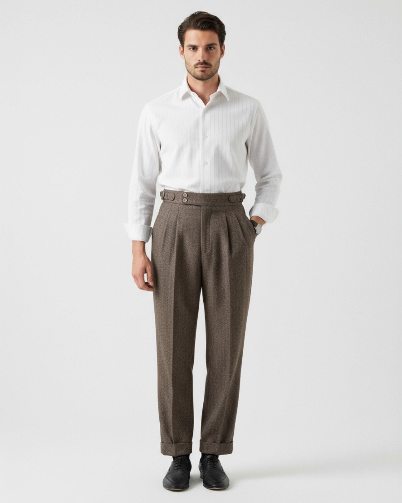Italian Trousers Old Money Style Worsted Wool