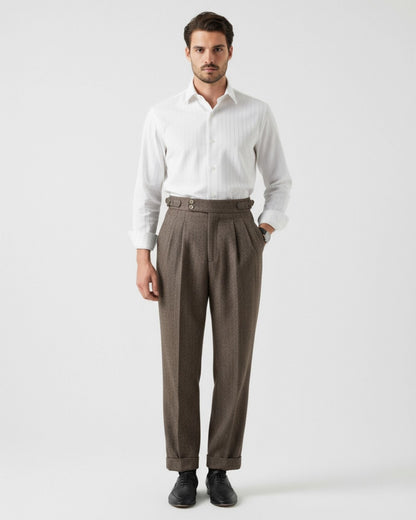 Italian Trousers Old Money Style Worsted Wool