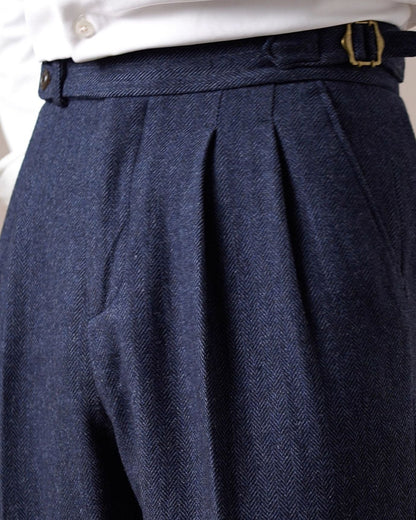 Italian Trousers Old Money Style Worsted Wool