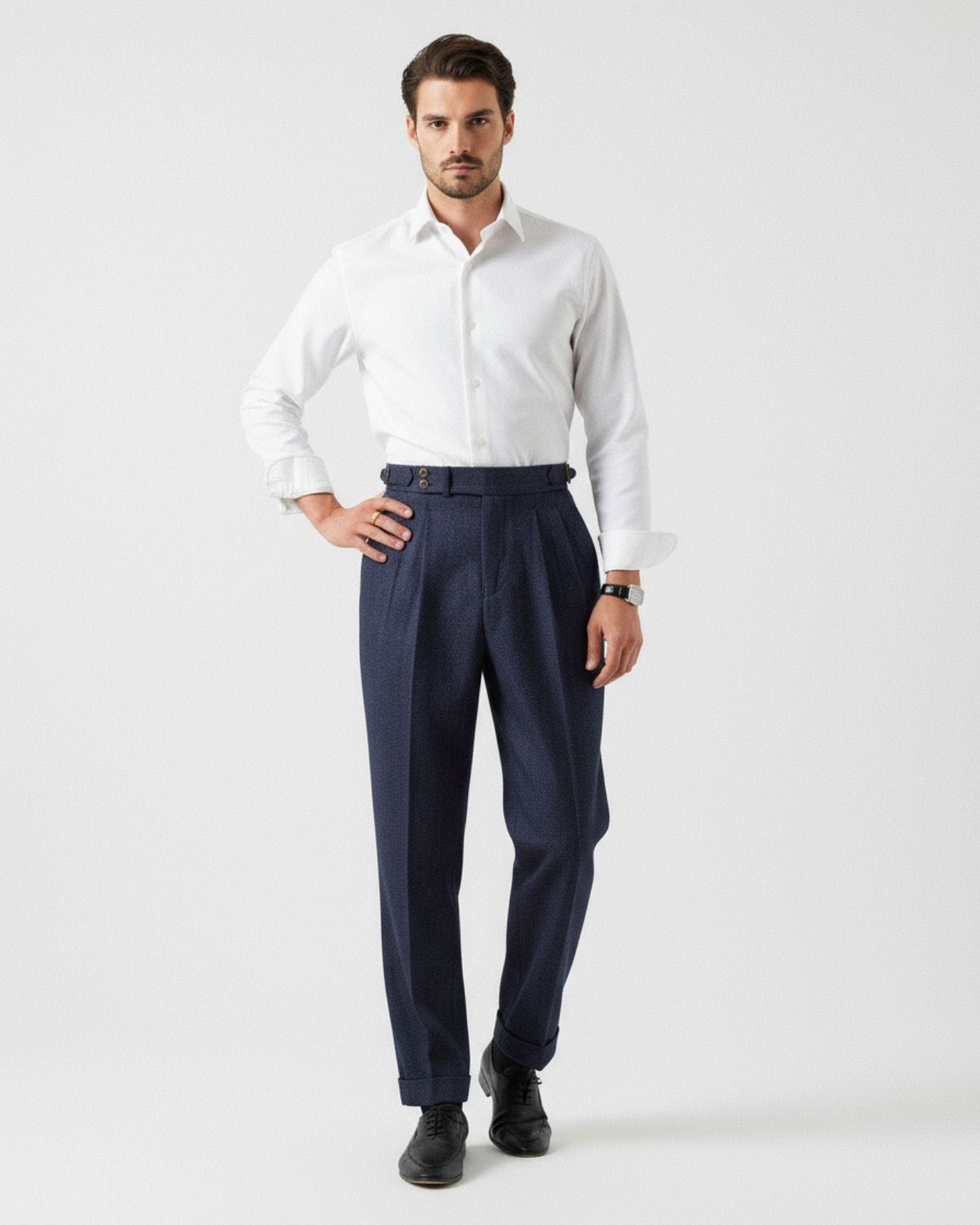 Italian Trousers Old Money Style Worsted Wool