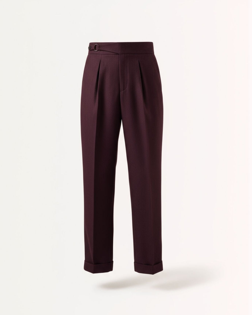 Non Iron High Waist Business Trousers Burgundy Red