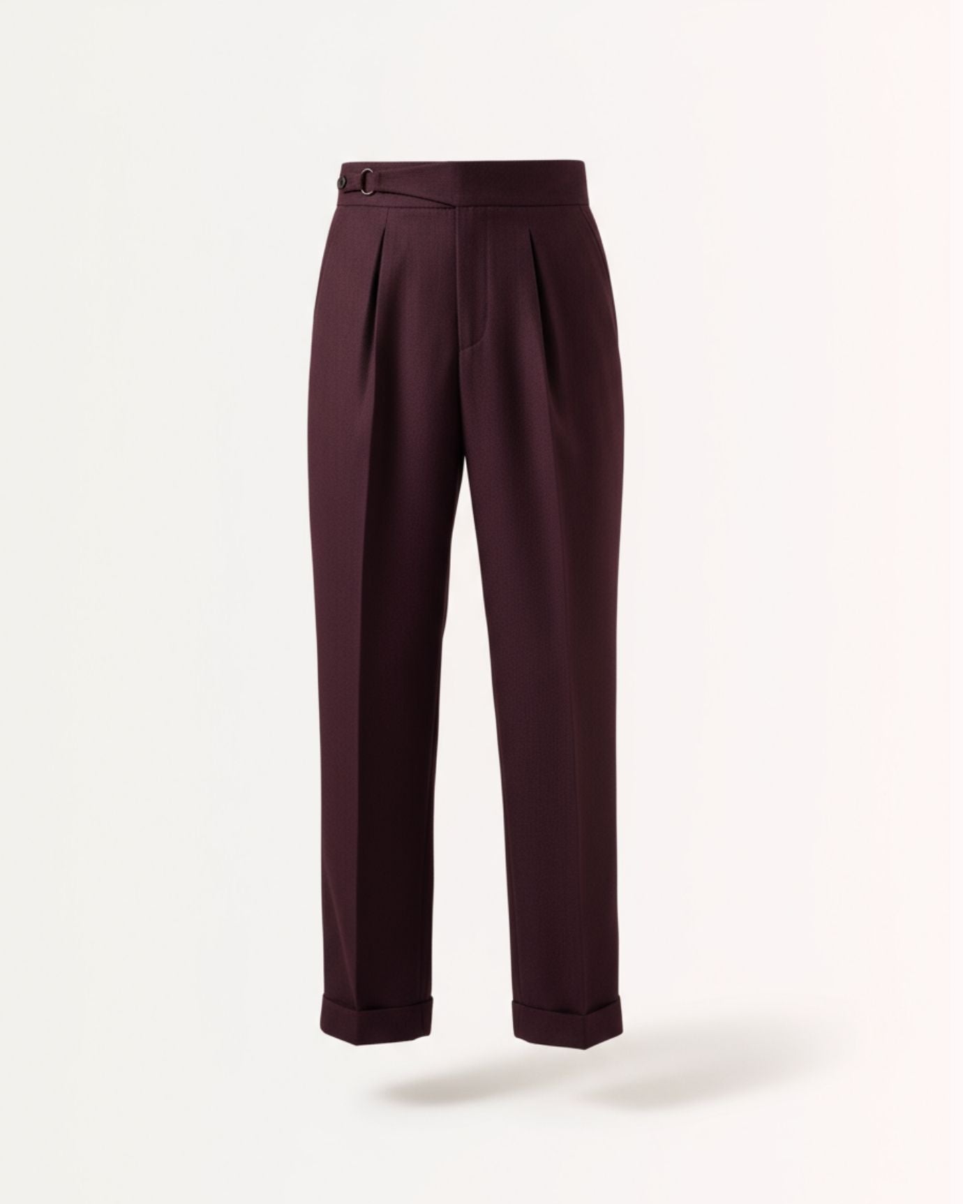 Non Iron High Waist Business Trousers Burgundy Red