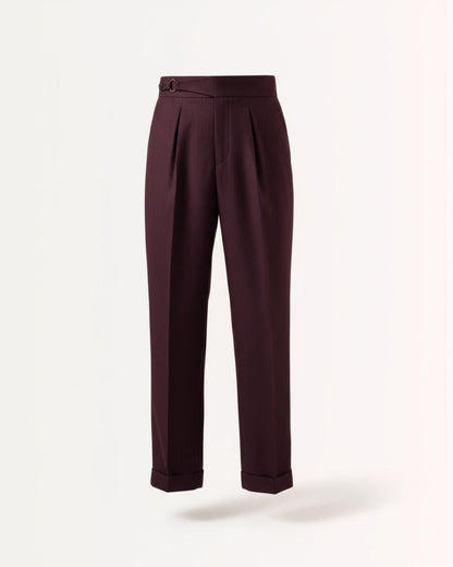 Non Iron High Waist Business Trousers Burgundy Red