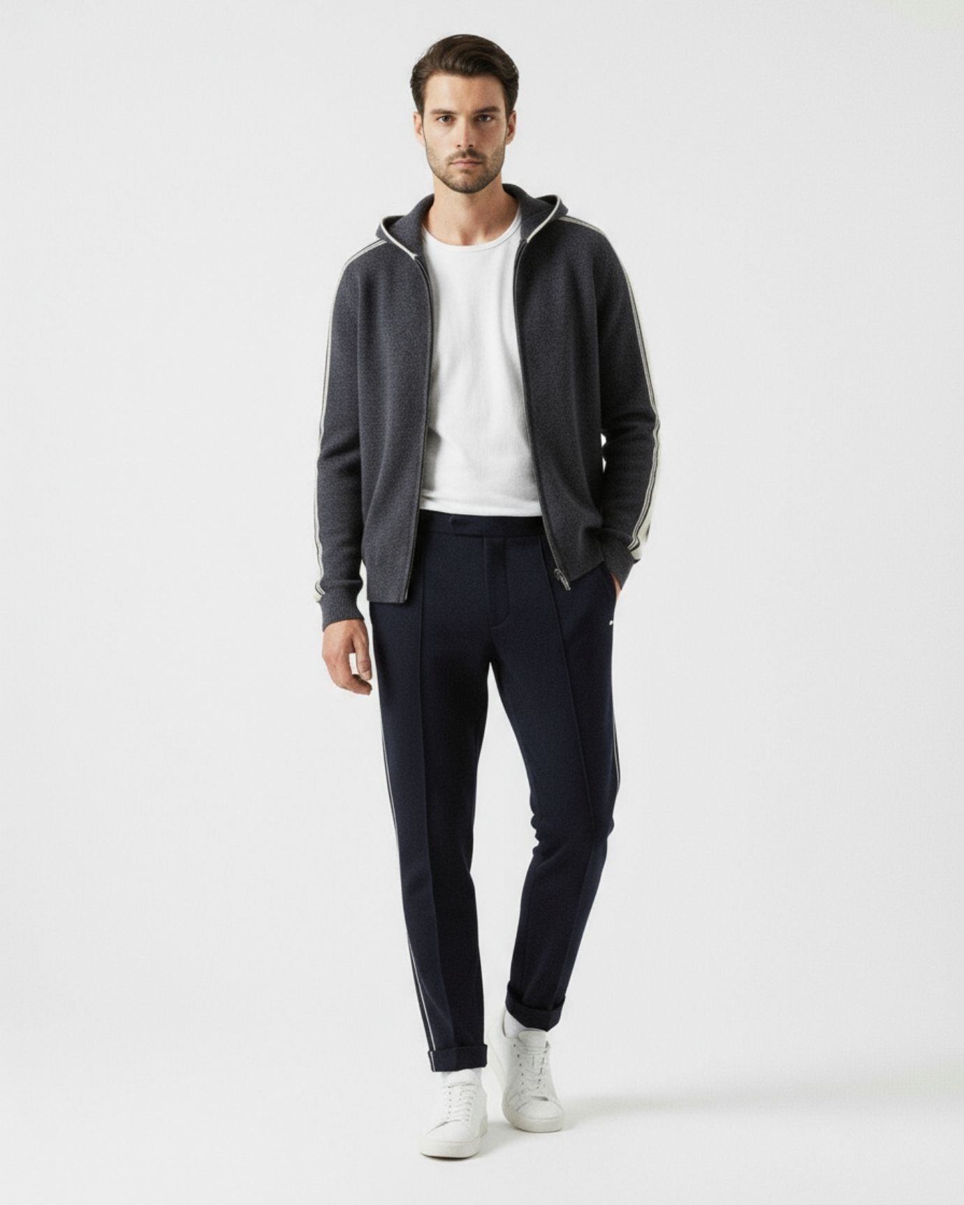 Wool & Cashmere blend hooded zipper