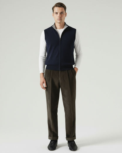 Wool & cashmere Vest Doble-Sided Zipper