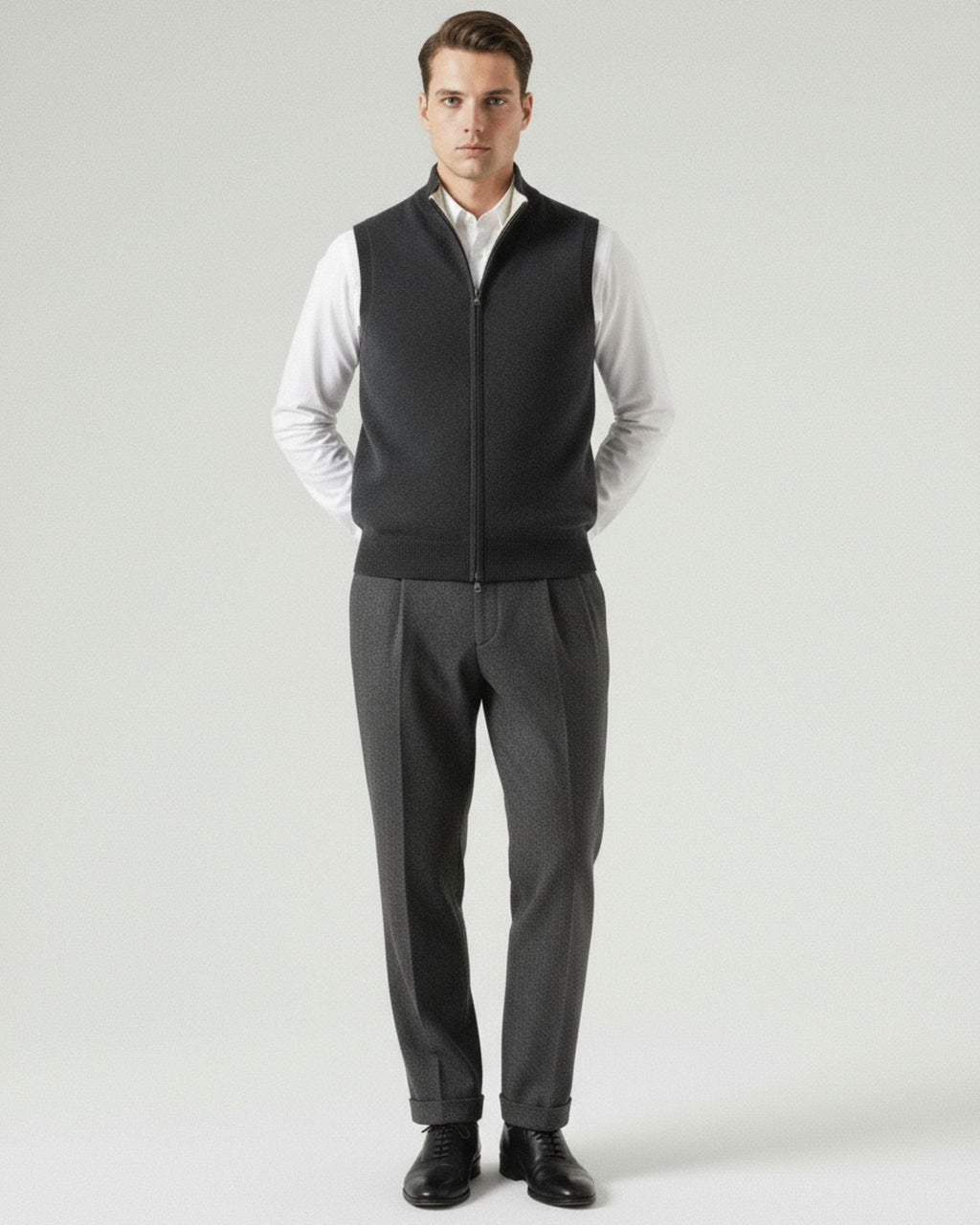 Wool & cashmere Vest Doble-Sided Zipper