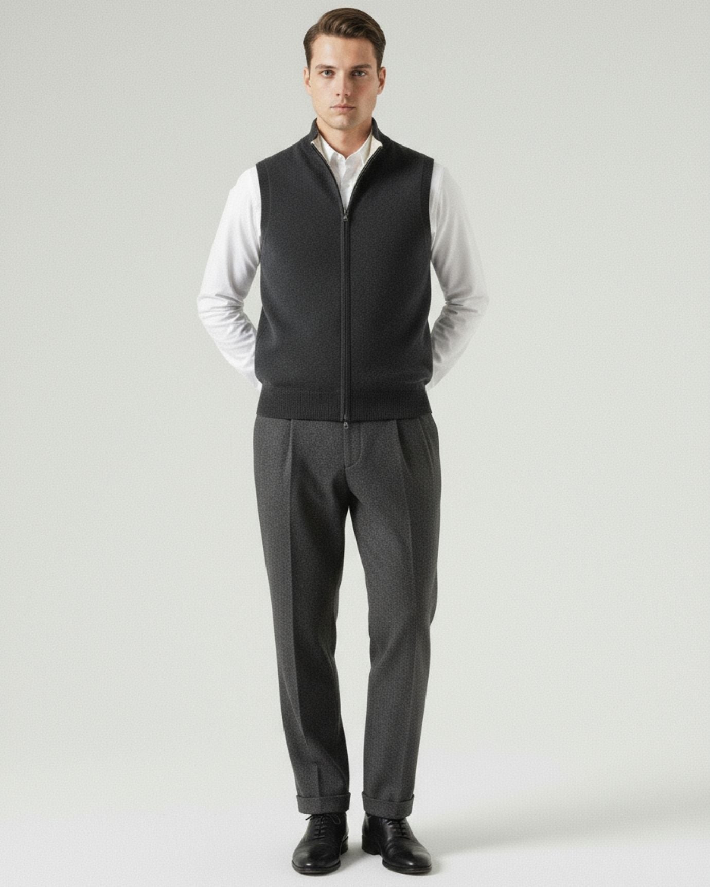 Wool & cashmere Vest Doble-Sided Zipper