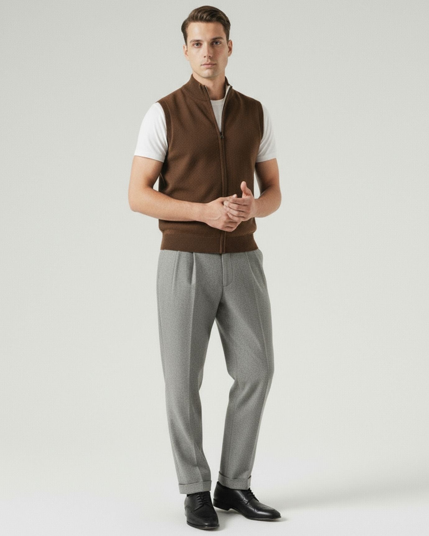 Wool & cashmere Vest Doble-Sided Zipper
