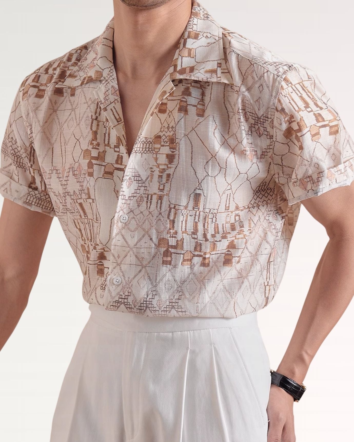 Floral Brown Shirt Short Sleeve