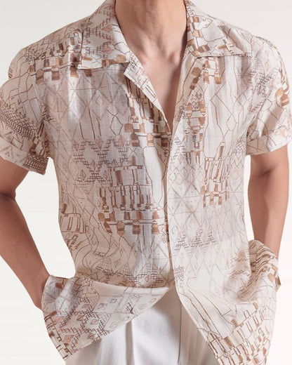 Floral Brown Shirt Short Sleeve