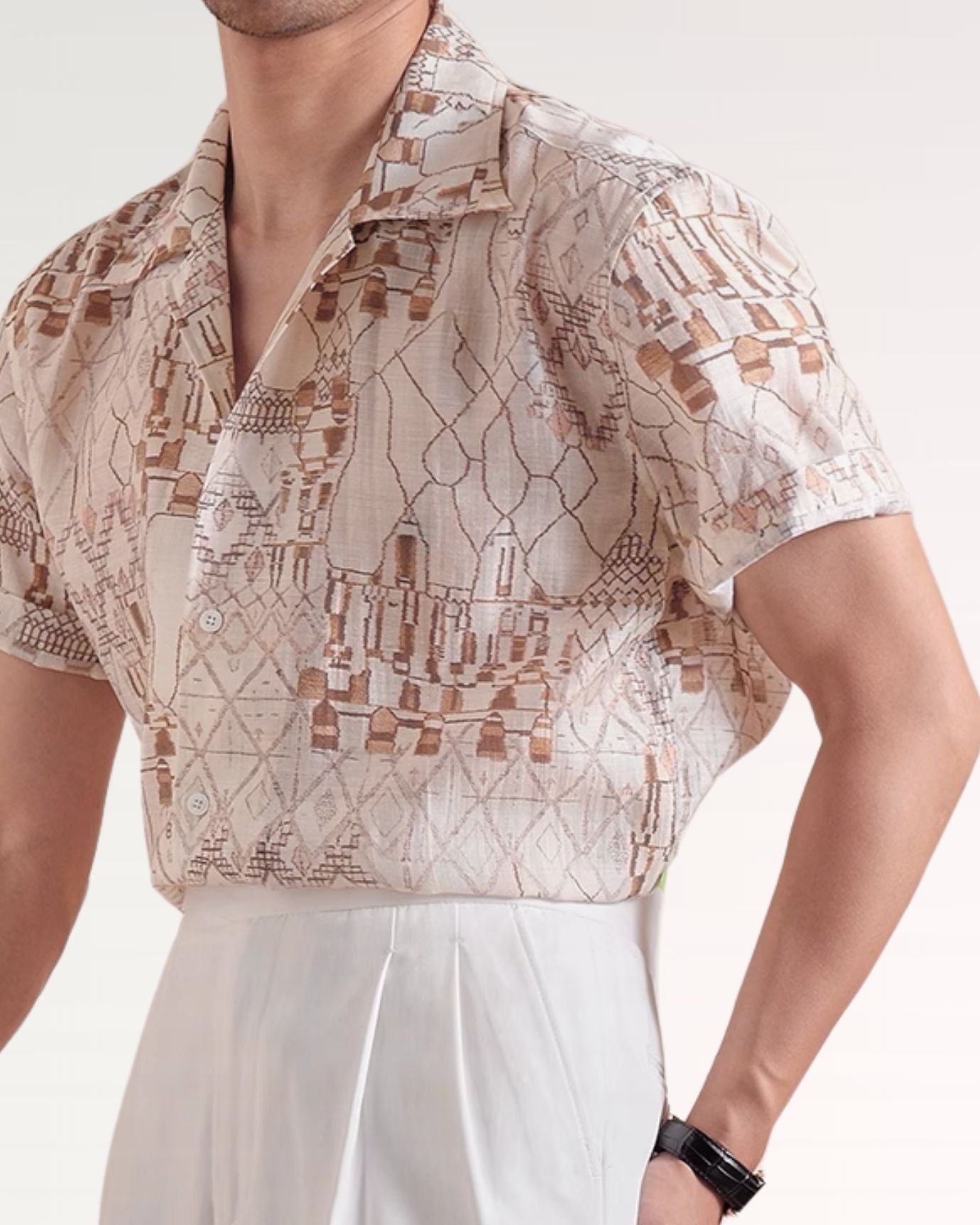 Floral Brown Shirt Short Sleeve