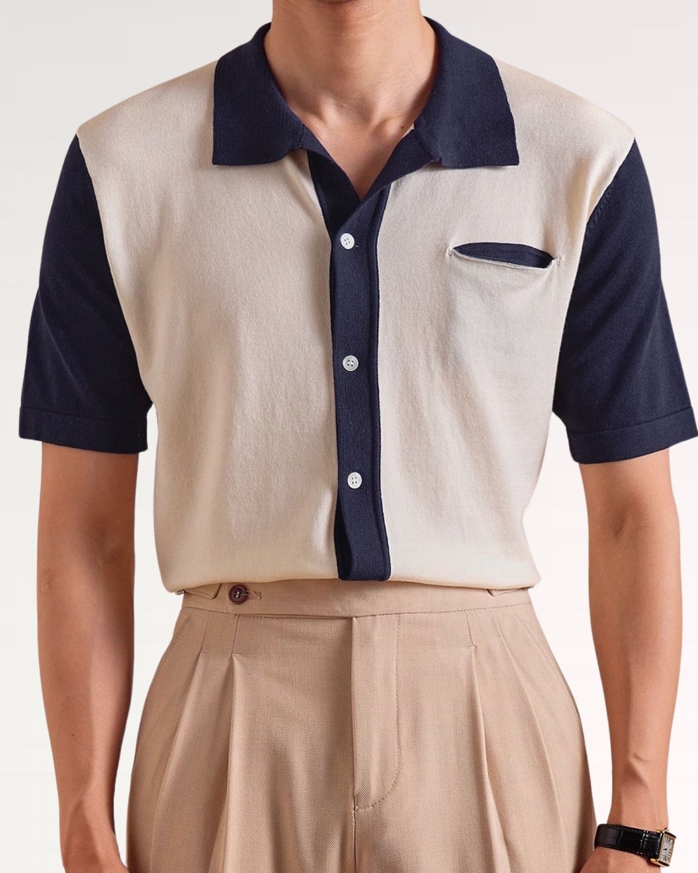 Tibetan Polo Collar Knitted Shirt