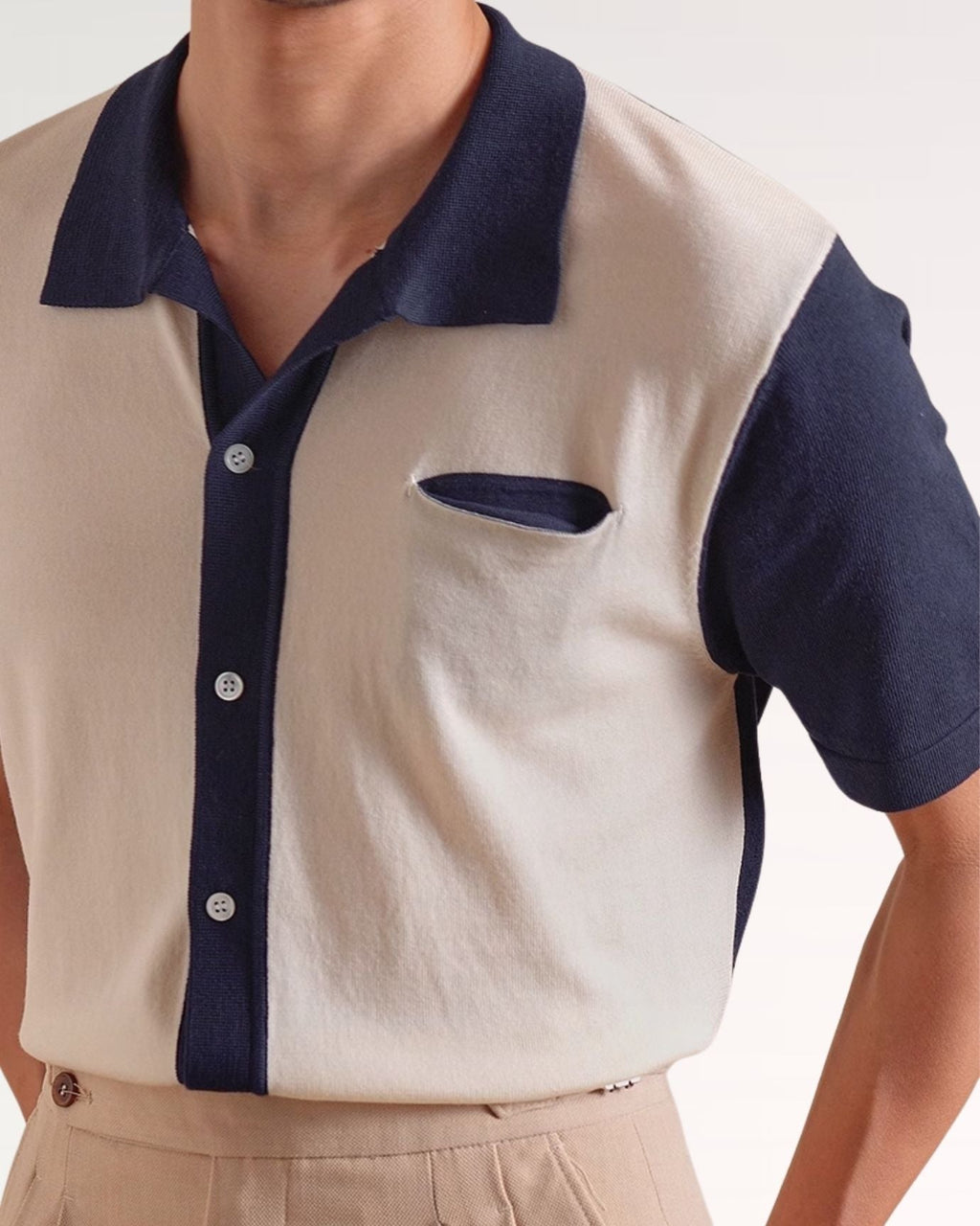 Tibetan Polo Collar Knitted Shirt