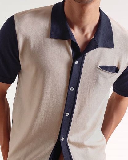 Tibetan Polo Collar Knitted Shirt