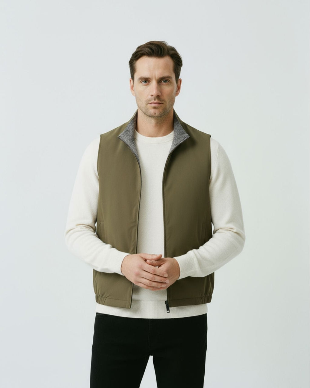 Reversible Vest Man Jacket Vest with Zipper