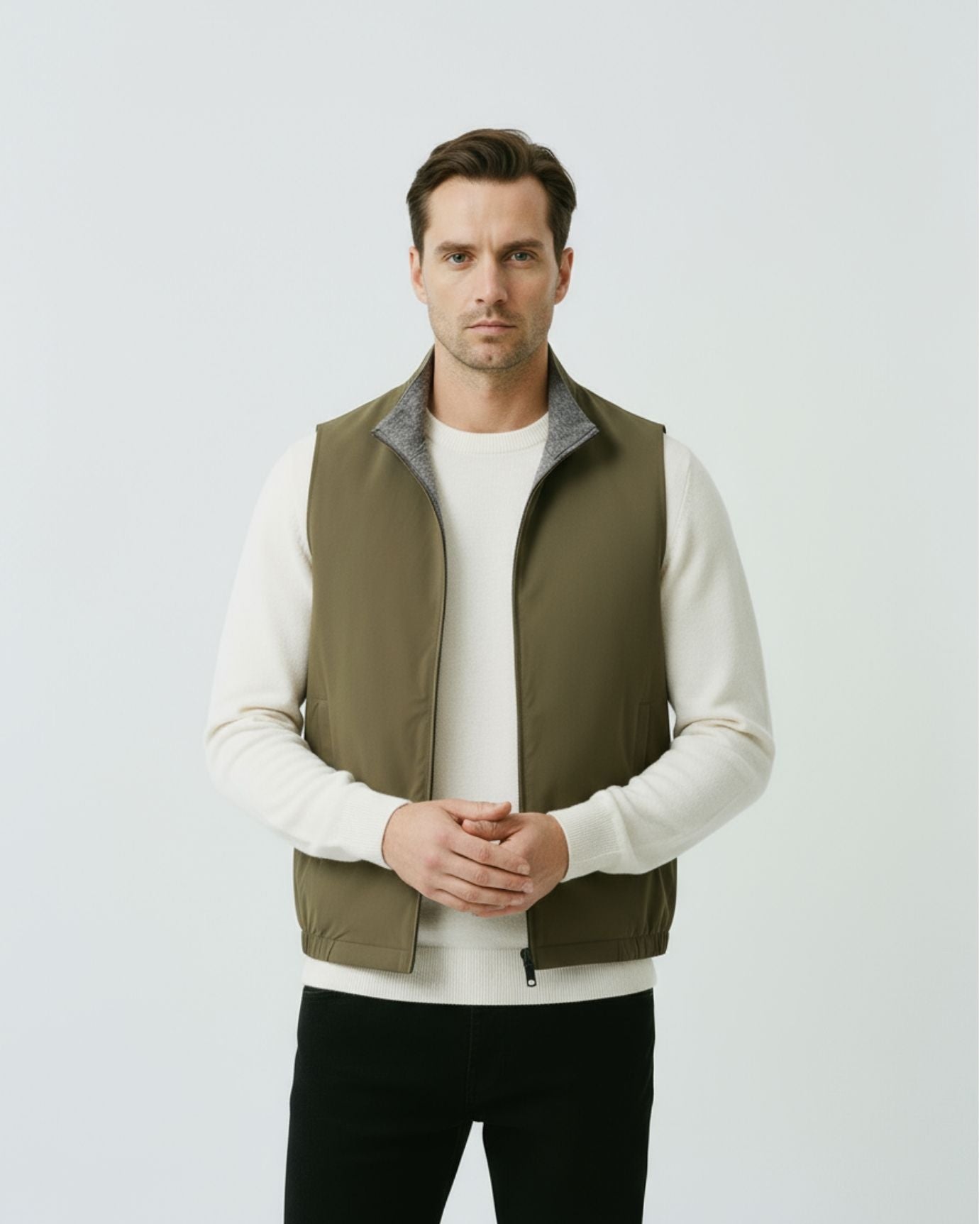 Reversible Vest Man Jacket Vest with Zipper