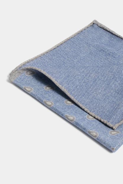 Avio blue paisley pocket square - Made in Italy